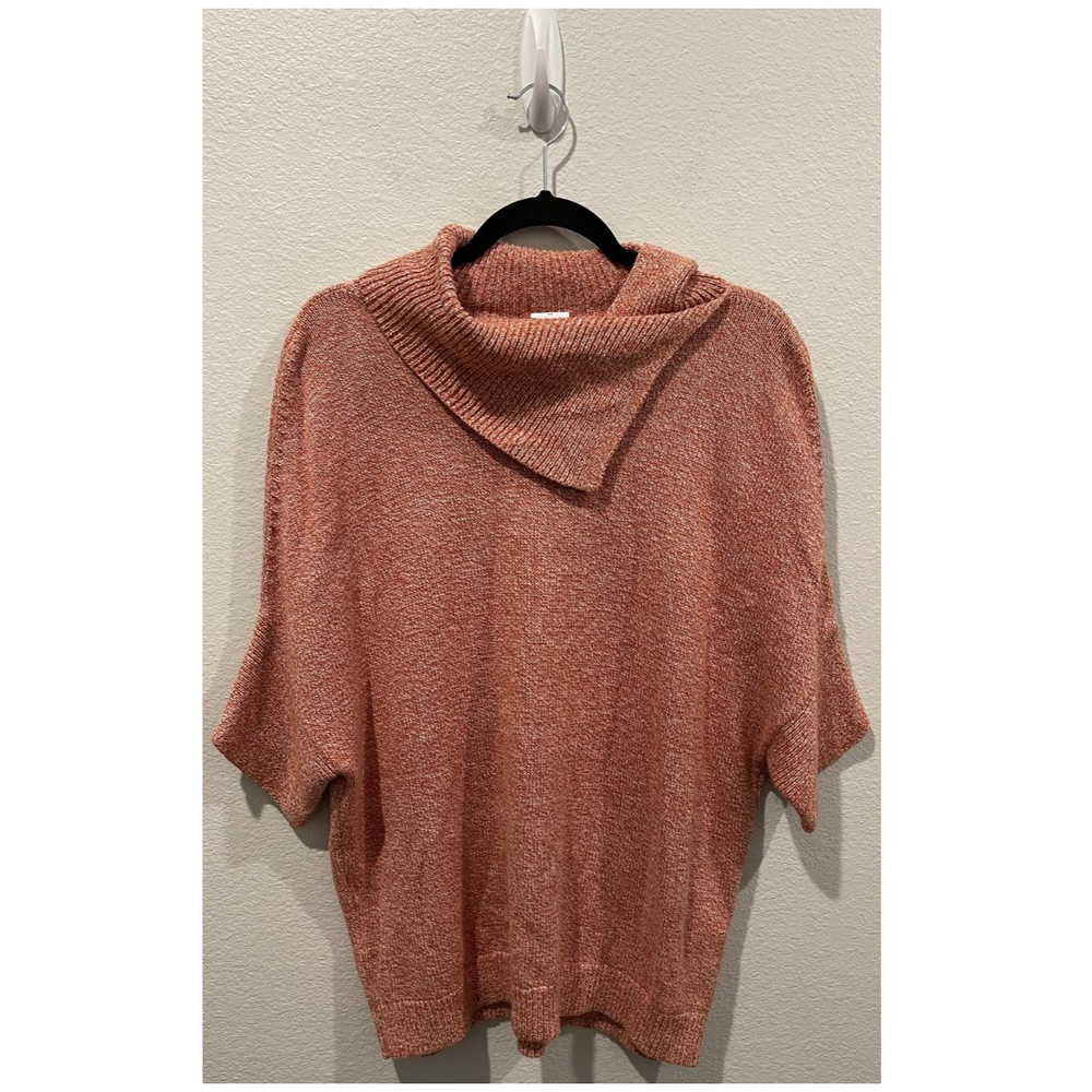 CABI Fold Over Split Neck Orange Sweater